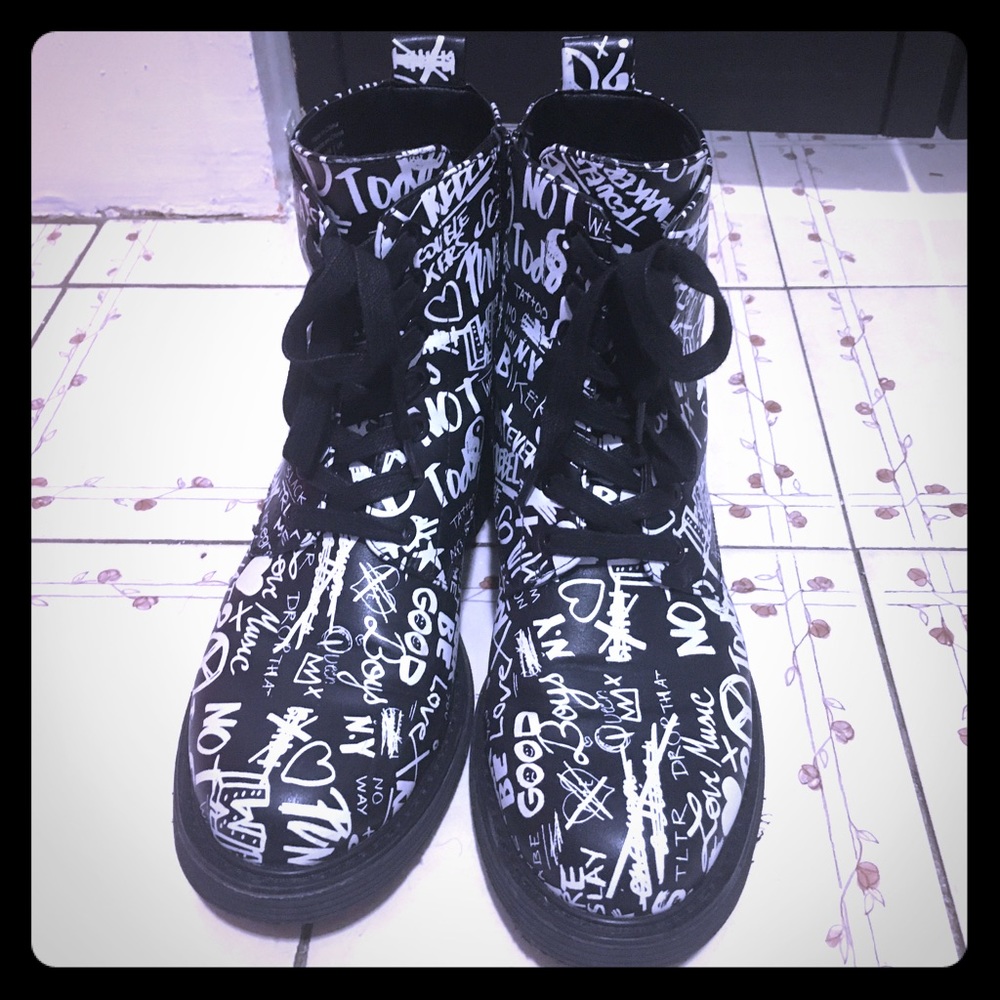 Graffiti Combat Boots